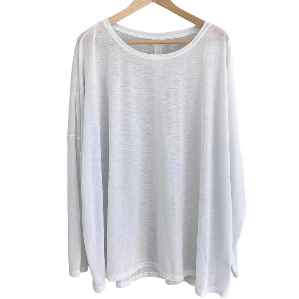 Zella Breezy Tie Back Sheer White Long Sleeve Yoga Top Size 3X